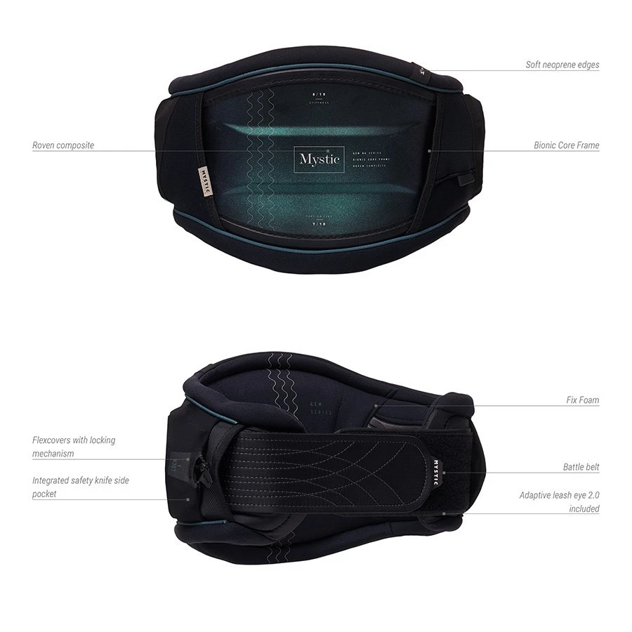 2023 Mystic Gem BK Womens Kiteboarding Waist Harness - Black/Glitter Discounts Apply ! - Image 5