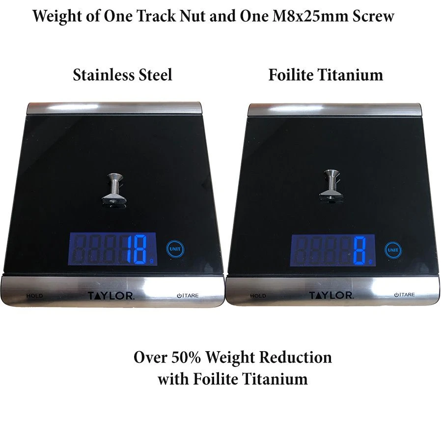 Foilite - M8 Titanium Hydrofoil Hardware Set - 4 Track Nuts And 4 M8 Screws Discounts Apply ! - Image 5